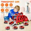 5 In 1 Fire Carrier Truck Toy Car Set Toddler Construction Model Friction with Light Sound Power Christmas Birthday Gift