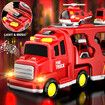 5 In 1 Fire Carrier Truck Toy Car Set Toddler Construction Model Friction with Light Sound Power Christmas Birthday Gift