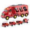 5 In 1 Fire Carrier Truck Toy Car Set Toddler Construction Model Friction with Light Sound Power Christmas Birthday Gift