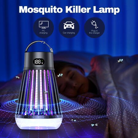 Mosquito Killer Lamp Bug Zapper Fly Repellent Mossize Insect Deterrent Trap Catcher LED Light Electric Rechargeable Battery Portable Waterproof