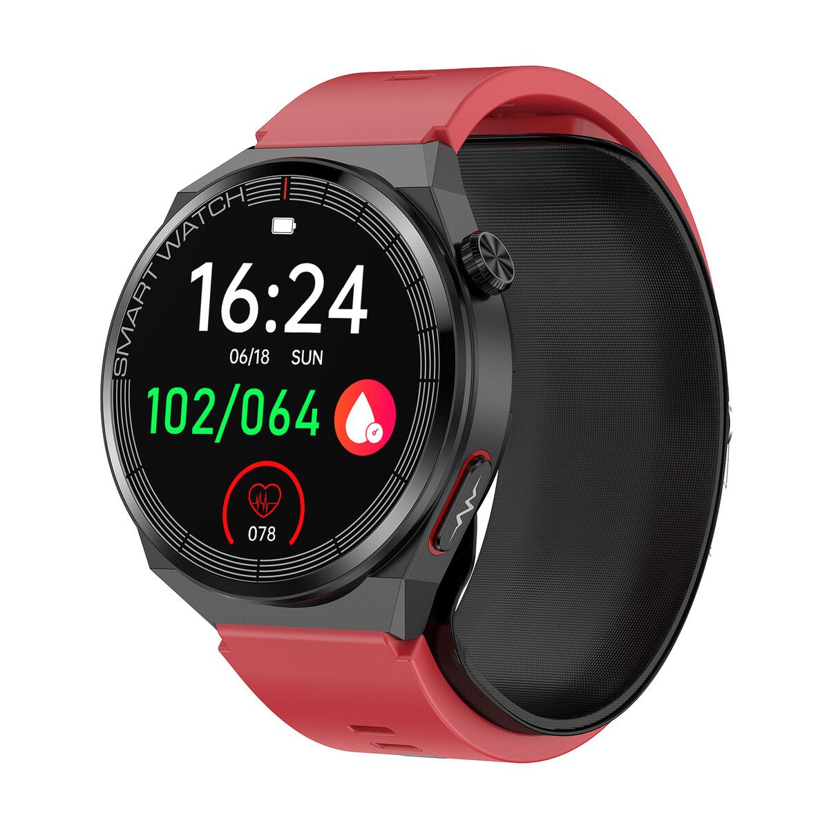 Newest Smart Watch Heart Rate Blood Sugar Blood Pressure Uric Acid Blood Lipid Body Temperature Monitoring Remote Care Sports Watch  Color Red