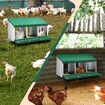 3 Hole Chicken Nesting Box Hen Chook Roll Away Laying Nest Boxes Brooder Coop Poultry Egg Roost Perch Galvanised Steel Plastic with Vents Lid