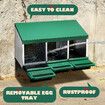 3 Hole Chicken Nesting Box Hen Chook Roll Away Laying Nest Boxes Brooder Coop Poultry Egg Roost Perch Galvanised Steel Plastic with Vents Lid