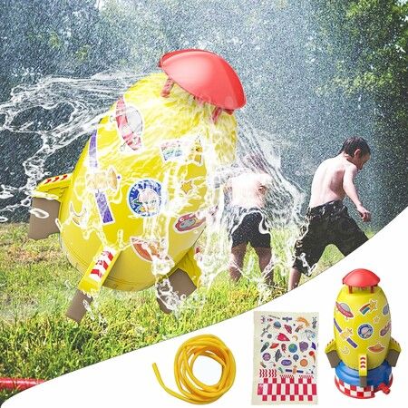 Rocket Toy, Outdoor Yard Sprinkler, Summer Toy | Flight altitude water pressure control | Water Spray Toys for Kids Ages 3+ and Up (Yellow)