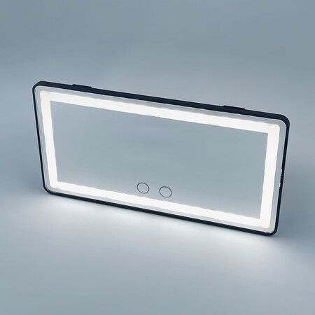 Car Sun Visor Vanity Mirror, Rechargeable Makeup Mirror with 3 Light Modes and 60 LEDs for Truck SUV (Black)