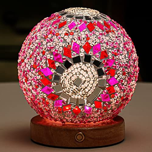 Bohemian Nightlight Romantic Free Bohemian Creative USB Rechargeable Bedroom Decor Table Lamp Decorative Glass Lamp Kids Gift Color Pink