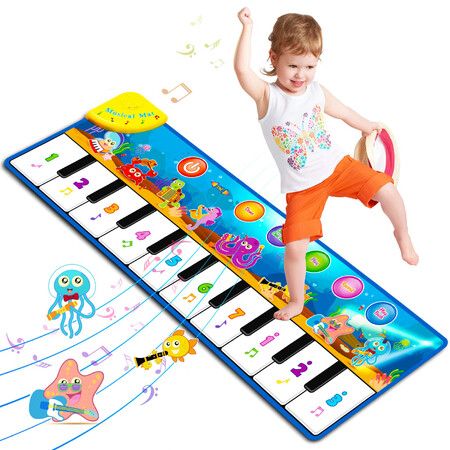 Oceans Theme Foldable Musical Toys, Learning Floor Mat with Instrument Sounds-Touch Play for Early Education, Birthday Gifts for Baby Boys Girls