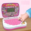 Pink-Bilingual Spanish English Learning Small Laptop Toy with Screen,Educational Computer to Learn Alphabet ABC,Numbers,Words,Spelling,Maths,Music.