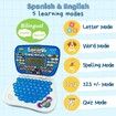 BLue-Bilingual Spanish English Learning Small Laptop Toy with Screen,Educational Computer to Learn Alphabet ABC,Numbers,Words,Spelling,Maths,Music.