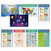 16 PCS 28*42CM Spanish Posters Classrooms Decorations-Teach Numbers Alphabet Colors and More with Glue Point Dot for Homeschool Kindergarten Classroom