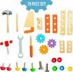 Wooden Tool Set for Kids, 29 Piece Construction Tool Set, STEM Educational Toy, Toddler Toys, Toddler Toys, Toys for 4+ Year Olds