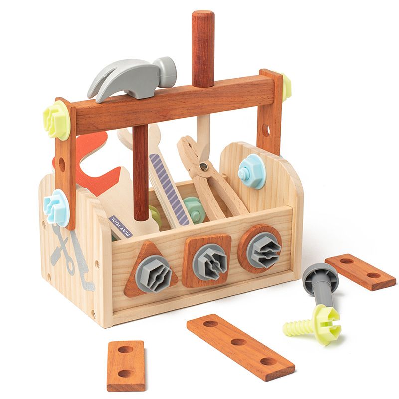 Wooden Tool Set for Kids, Wooden Tool Box, Montessori Toys, Wooden Tool Kit for Kids, Role Play, Educational Building Toys