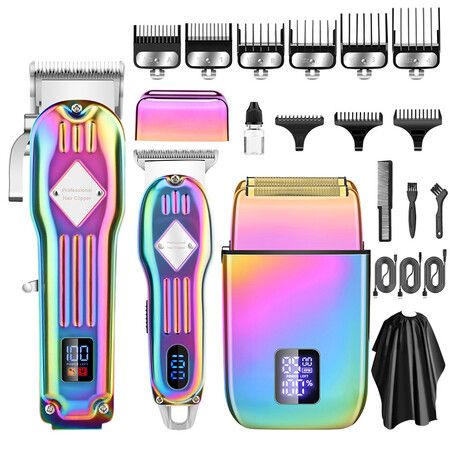 Electric Hair Trimmer Barber Cordless Full Set And Trimmer Set  Rechargeable Hair Beard LED Display for Men