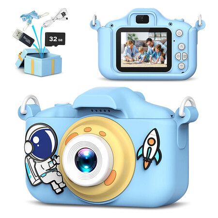 Kids Camera for Girls/Boys, Portable Selfie Toy Camera for Kids Ages 3-12, 20MP 1080P HD Digital Video Camera with 32GB SD Card for Kids, Birthday Christmas Festival Gifts (Blue)