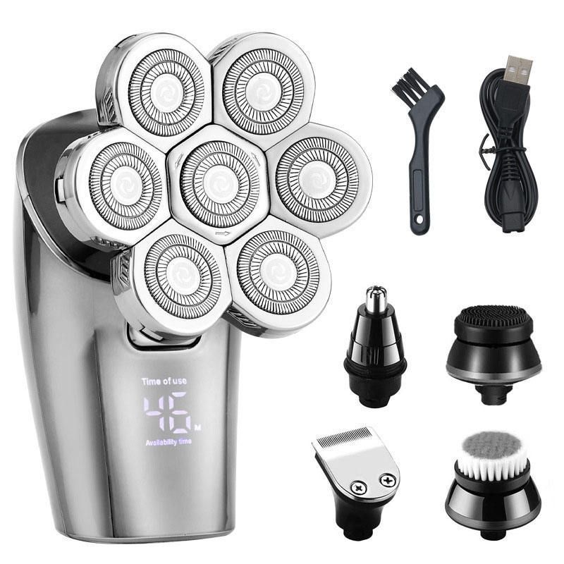 7- Head Shavers 5-in-1 Electric Head Razors for Men Shaver Rechargeable  Electric Portable Travel Shaver Hair Trimmer