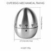 Egg Kitchen Timer Stainless Steel Mechanical Rotating Alarm 60 Minutes Count Down Timer for Cooking Learning