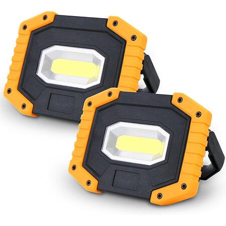 30W 2000LM COB LED Work Light, Rechargeable Portable Waterproof Super Bright Battery Powered Job Site Lighting, Built-in Power Bank for Outdoor Camping Hiking (Pack of 2)