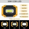 30W 2000LM COB LED Work Light, Rechargeable Portable Waterproof Super Bright Battery Powered Job Site Lighting, Built-in Power Bank for Outdoor Camping Hiking (Pack of 2)