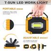 30W 2000LM COB LED Work Light, Rechargeable Portable Waterproof Super Bright Battery Powered Job Site Lighting, Built-in Power Bank for Outdoor Camping Hiking (Pack of 2)