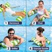 4 in 1 Monterey Hammock Pool Float and Water Hammock, Multi Purpose, Inflatable Pool Floats for Adults, PVC Material 120 x 65 cm Green