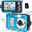 Underwater Camera with 32GB Card 10FT 30MP FHD 1080P Waterproof Camera Compact 16X Digital Zoom Waterproof Digital Camera for Snorkeling (Blue)