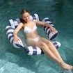 Inflatable Pool Float Chair Lounge for Adults and Kids Floating,Stripe Pattern Float Hammock for Pool Party Summer Water Fun 120 x 120 cm Blue