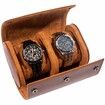 2 Watch Case for Men and Women, Watch Roll Travel Case - Storage Organizer and Display(Dark Brown)