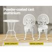 Gardeon 3PC Patio Furniture Outdoor Bistro Set Dining Chairs Aluminium White