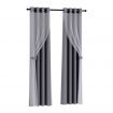 Artiss 2X 132x160cm Blockout Sheer Curtains Charcoal