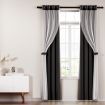 Artiss 2X 132x274cm Blockout Sheer Curtains Black