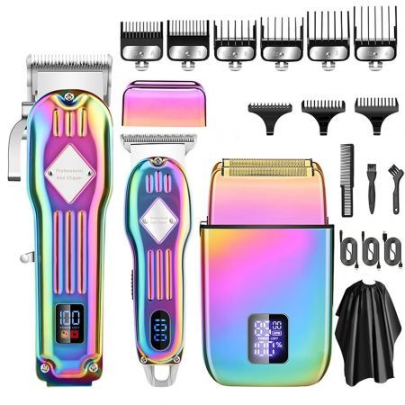 Electric Hair Trimmer Barber Cordless Full Set Rechargeable Hair Beard LED Display for Men