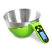 Digital Kitchen Food Scale with Bowl (Removable) and Measuring Cup, 11lbs Capacity (Green)