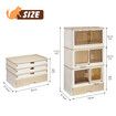 Cat Litter Box Tray Enclosure 3 in 1 Bed House Kitty Cave Storage Cabinet Toilet Villa Condo Furniture Stackable Foldable Khaki