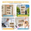 Cat Litter Box Tray Enclosure 3 in 1 Bed House Kitty Cave Storage Cabinet Toilet Villa Condo Furniture Stackable Foldable Khaki