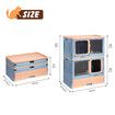 Cat Litter Box Tray 2 in 1 Kitty Enclosure House Bed Cave Toilet Villa Cabinet Condo Furniture Stackable Foldable Blue Pink