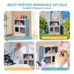 Cat Litter Box Tray 2 in 1 Kitty Enclosure House Bed Cave Toilet Villa Cabinet Condo Furniture Stackable Foldable Blue Pink