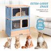 Cat Litter Box Tray 2 in 1 Kitty Enclosure House Bed Cave Toilet Villa Cabinet Condo Furniture Stackable Foldable Blue Pink