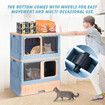 Cat Litter Box Tray 2 in 1 Kitty Enclosure House Bed Cave Toilet Villa Cabinet Condo Furniture Stackable Foldable Blue Pink