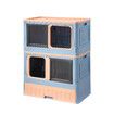 Cat Litter Box Tray 2 in 1 Kitty Enclosure House Bed Cave Toilet Villa Cabinet Condo Furniture Stackable Foldable Blue Pink