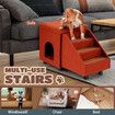 2 IN 1 Dog Ramp Pet Stairs Wooden Cat Steps Puppy Ladder With Bed Foldable for Car Couch Sofa Window House Indoor