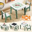 4 IN 1 Kids Table and Chairs Set Childrens Picnic Play Activity Centre Furniture Outdoor Indoor Study Craft Drawing Storage Desk with 2 Tabletops