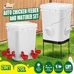 Chicken Bird Feeder Waterer Set Auto Food Water Dispenser Automatic Chick Poultry Chook Drinker Cup Gravity Fed Feeding Drinking System 20L with Stand
