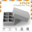 Large Ice Cube Tray with Lid,Stackable Big Silicone Square Ice Cube Mold for Whiskey Cocktails Bourbon Soups Frozen Treats,Easy Release BPA Free (Grey,4Pack)