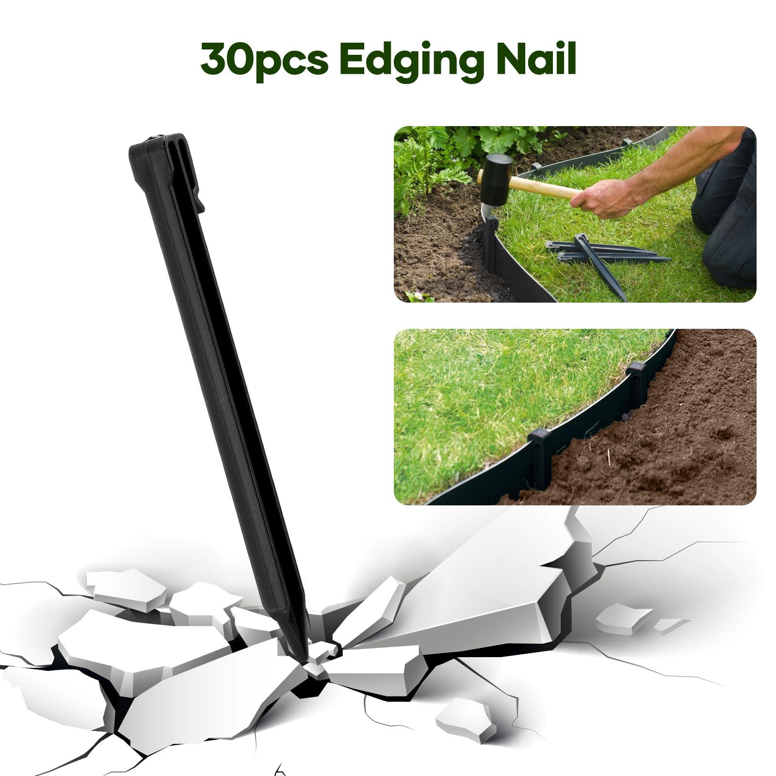 30mx15cm Garden Edging Lawn Border Landscape Edge Flexible DIY Fence Barrier Path Driveway Plant Grass Flower Bed Support Plastic Roll Kit