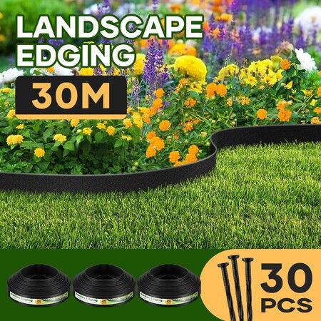 No Dig Garden Edging 3x10m Landscape Edge Fence Lawn Border Decor Flexible Plant Grass Barrier Paver Flower Bed Support Bender DIY Plastic
