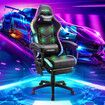 Gaming Office Chair Massage High Back RGB LED Armchair Executive Computer Racing Desk PU Leather Footrest Headrest Recliner Work Study Black