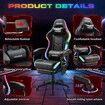 Gaming Office Chair Massage High Back RGB LED Armchair Executive Computer Racing Desk PU Leather Footrest Headrest Recliner Work Study Black