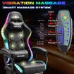 Gaming Office Chair Massage High Back RGB LED Armchair Executive Computer Racing Desk PU Leather Footrest Headrest Recliner Work Study Black