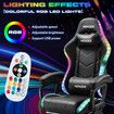 Gaming Office Chair Massage High Back RGB LED Armchair Executive Computer Racing Desk PU Leather Footrest Headrest Recliner Work Study Black