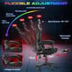 Gaming Office Chair RGB LED Racing Massage PU Computer Seat Bluetooth Speaker Headrest Retractable Footrest Comfortable Armchair Recliner Black